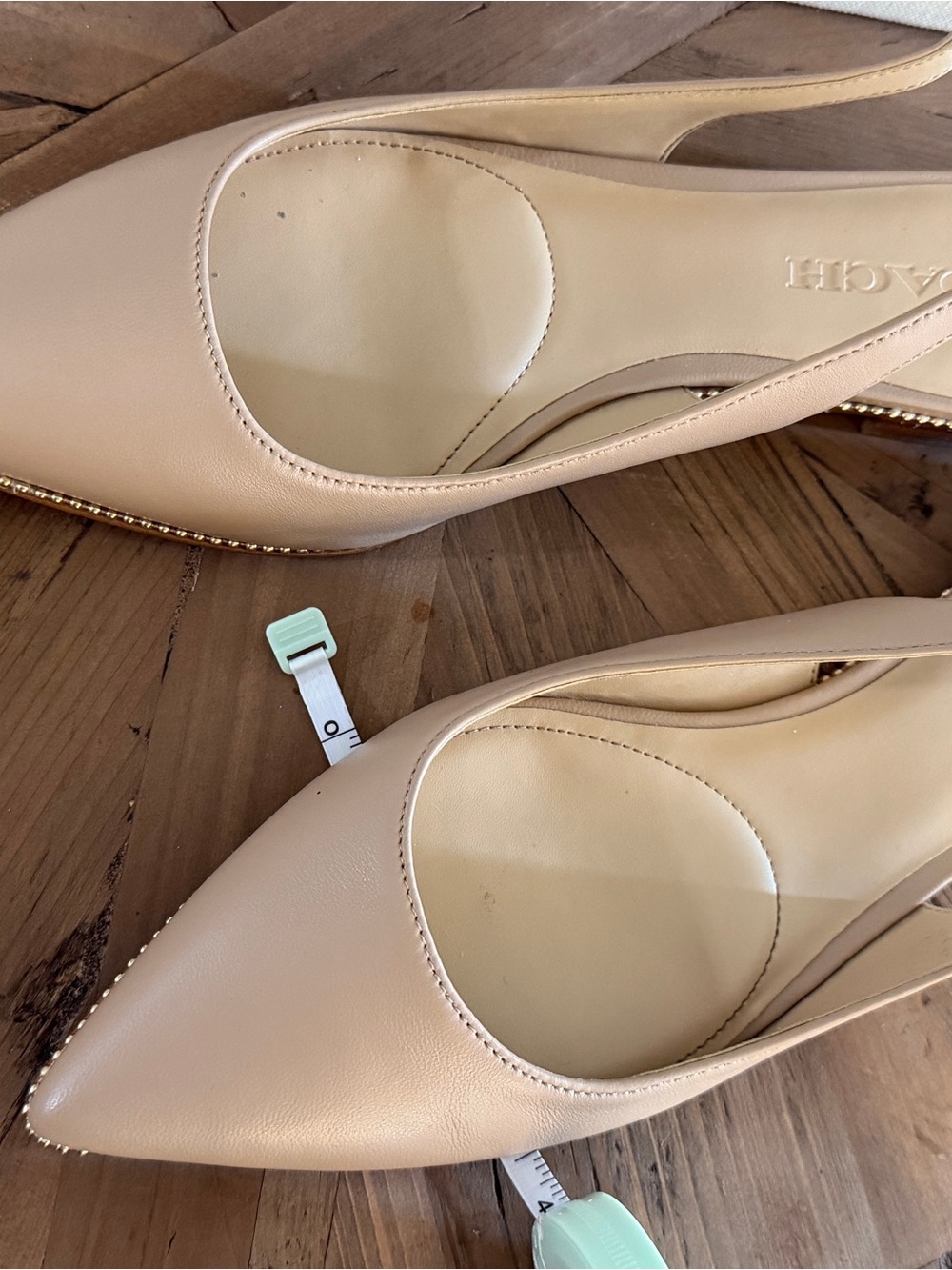 Coach Nude Leather Pointed Toe Slingback Flats